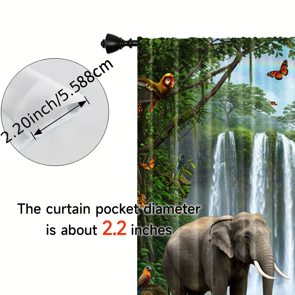 2pcs, spring summer Curtains Rainforest Adventure Wind Semi-Sheer Curtains Polyester Woven Decorations Outdoor for Bedroom, 5