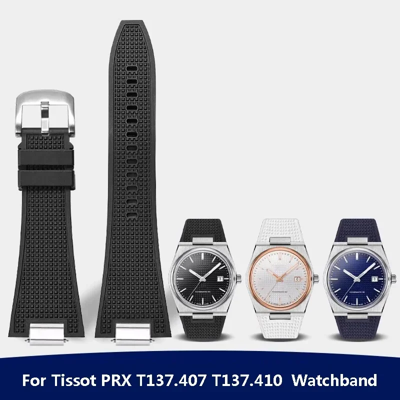 Quick release 27mm Silicone Watch Strap For Tissot PRX T137.407 T137.410 High Quality  Fluorine Rubber Watchband men's Bracelet