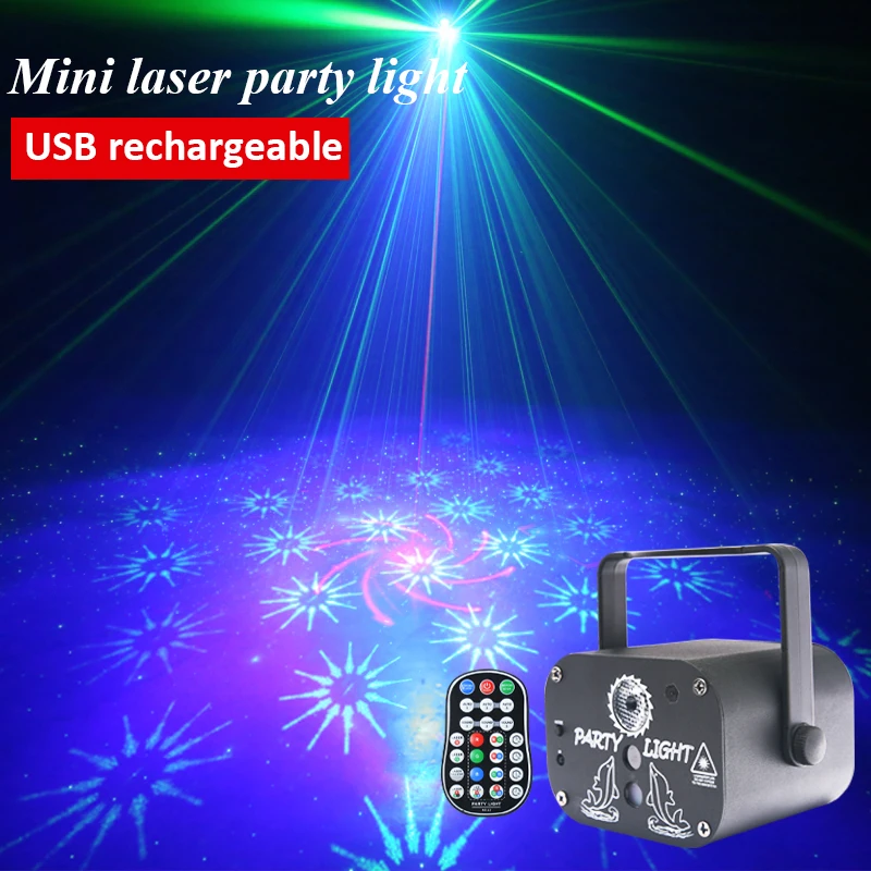 USB Laser Party Light Mini 60 Patterns Projector Remoter Sound Activated Disco Christmas Holiday Decoration