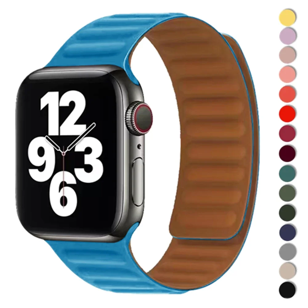 애플 워치용 가죽 마그네틱 밴드, 49mm, 45mm, 44mm, 42mm, 41mm, 40mm, 38mm, 아이워치 시리즈 9, 8, 7, 6, SE, 5, 4, 3 스트랩 울트라 1, 2
