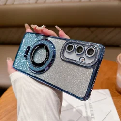 Luxury Magnetic Stand Shockproof Glitter Diamond Phone Case for Samsung A26 5G (SKY BLUE)