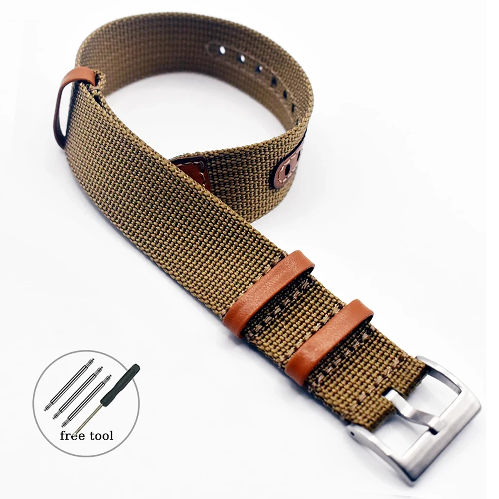 Versatile Canvas Nylon and Leather Watch Strap, Soft and Stylish