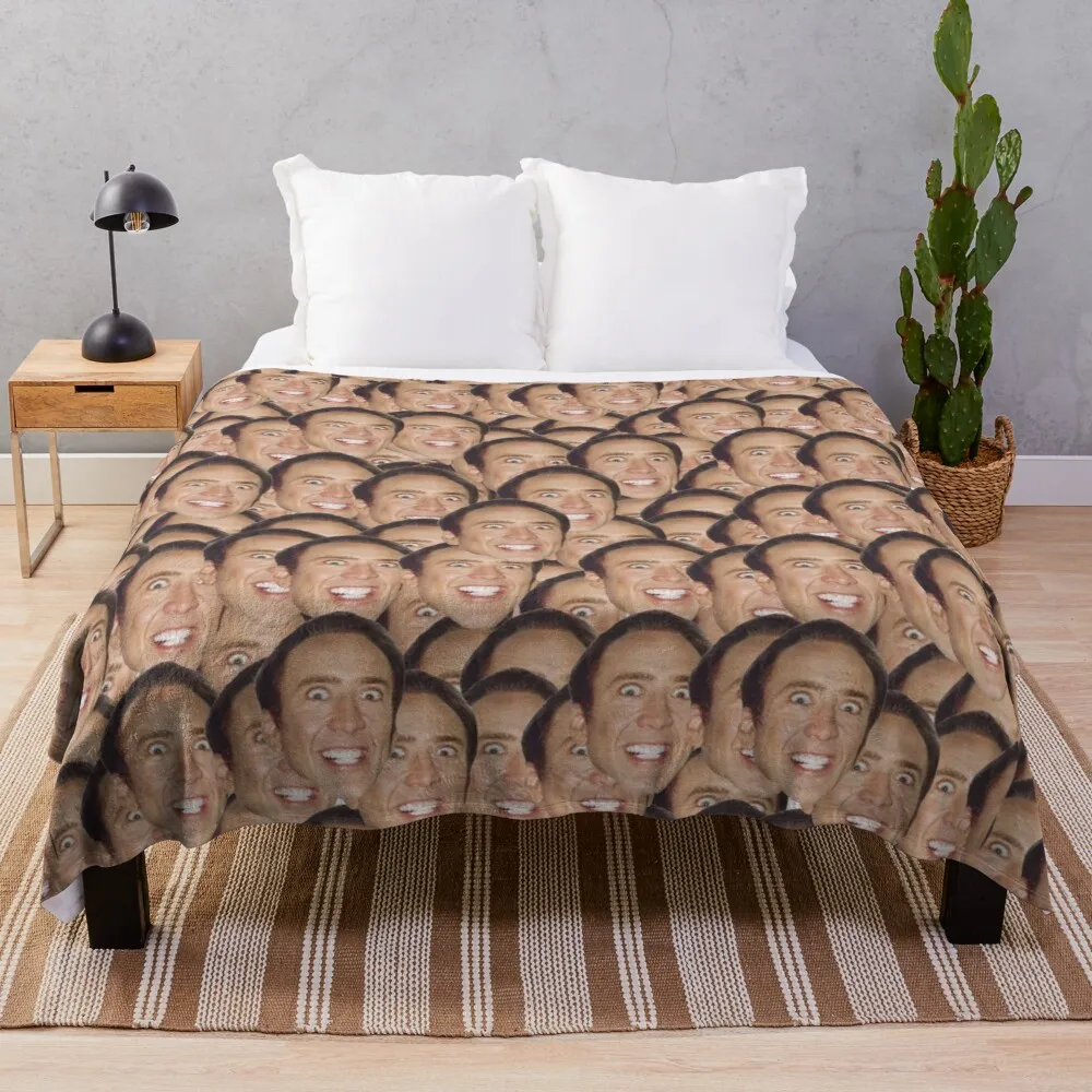 

Nicolas Cage Meme Throw Blanket Flannel Fabric