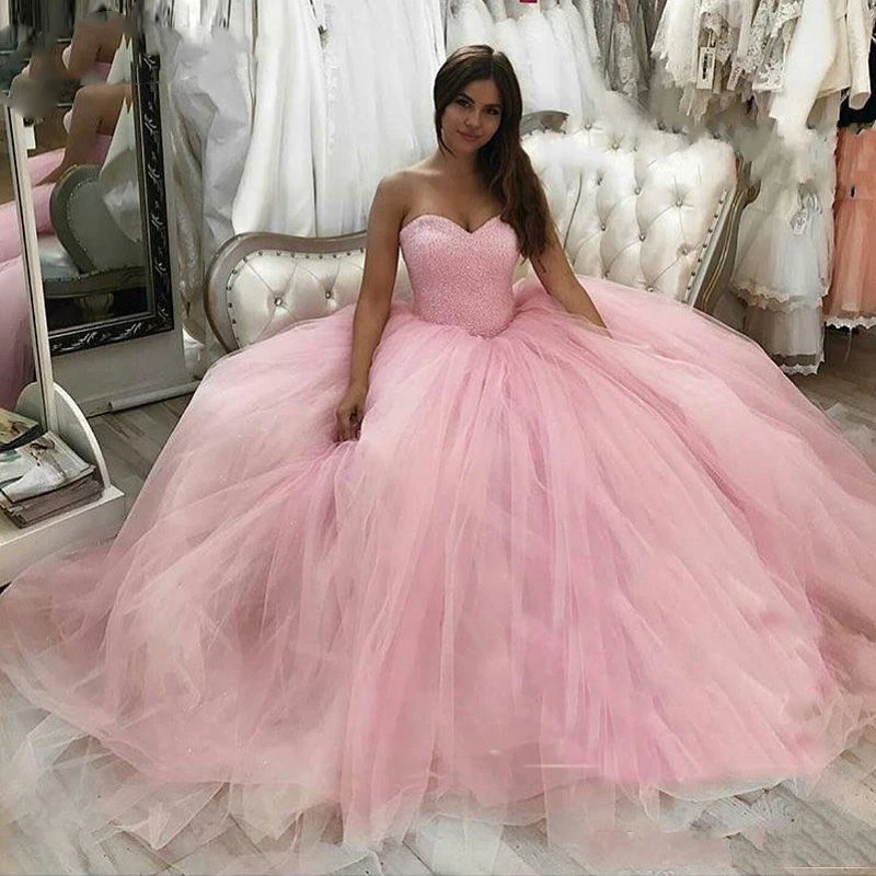 

ANGELSBRIDEP розовые вышитые бисером платья Quinceanera платья 15 лет тюлевые Простые Вечерние платья на день рождения прекрасные Выпускные платья