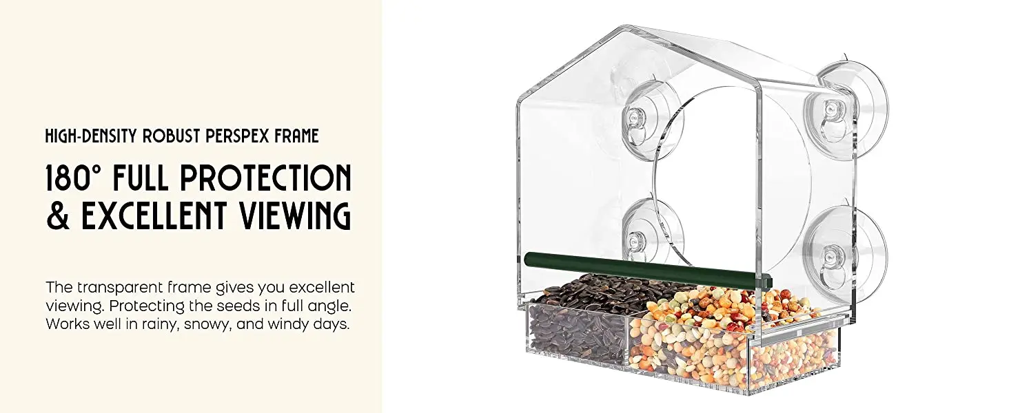 clear acrylic Transparent window bird feeder house 