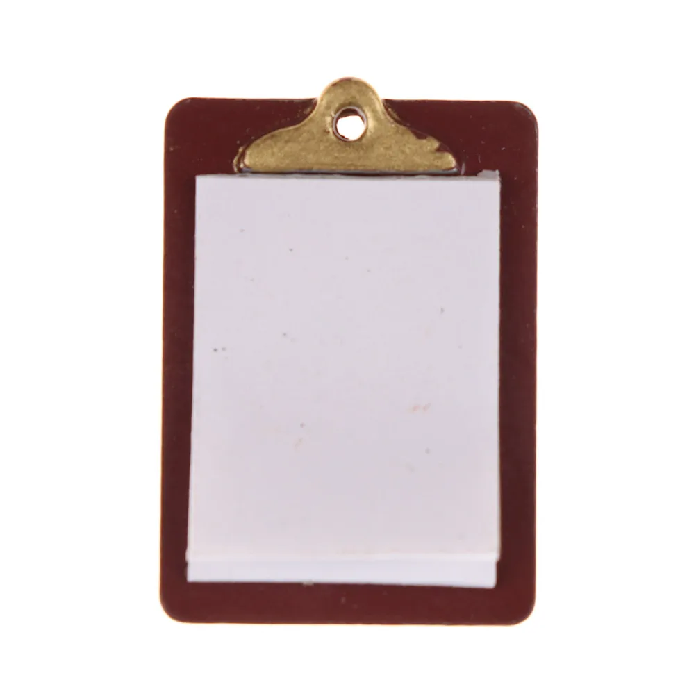 Mini Alloy Clipboard With Real Paper Attache For Doll DIY Miniature Dollhouse Dolls Accessories 18mm*21mm