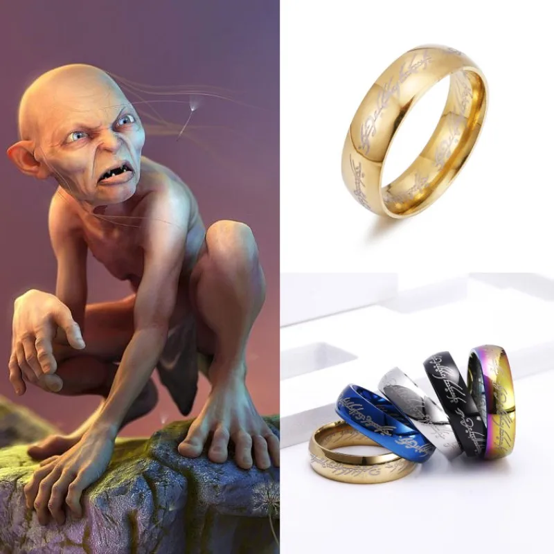 The One Rings King Elf Magic Titanium Steel Gollum Jewelry Frodo Dark Lord Sauron Ringwraith Collection Souvenir Puntelli Cosplay