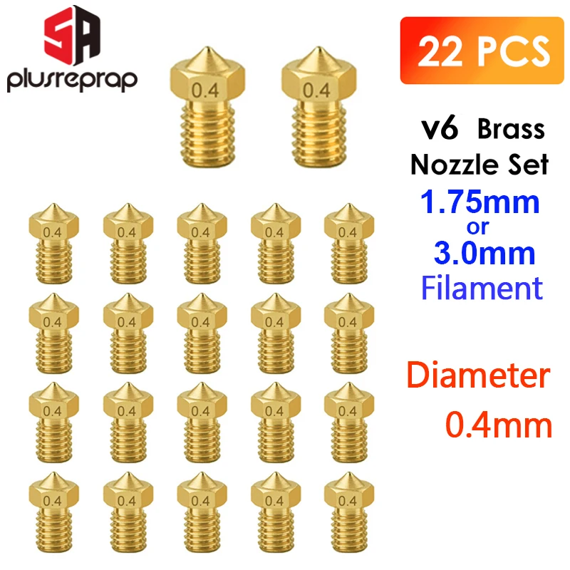 Bocal de Latão v6 para Extrusora E3dv6 Anycubic i3 Mega s x Chiron Kobra Flybear Hotend 04 mm J-head Acessórios para Impressora 22 Unidades Lote - Imagem 5
