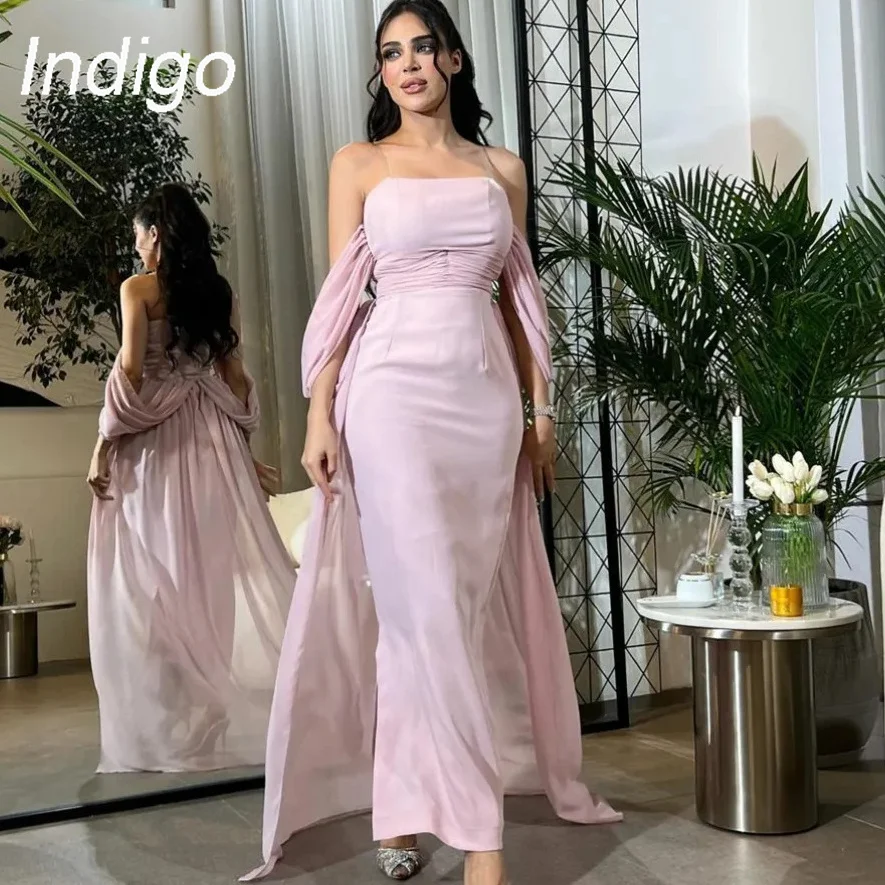 

Indigo Saudi Evening Dresses Spaghetti Straps Floor-Length Simple Elegant Formal Occasion Dress For Women 2024 vestidos de noche