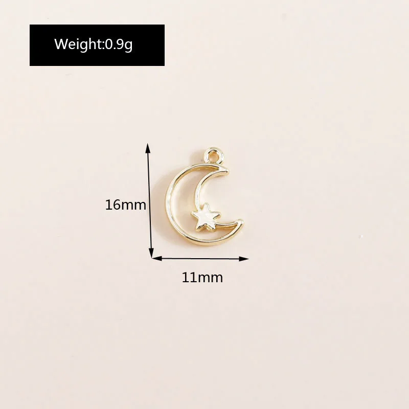 Leslie 8 Stück vergoldete Kristallperle, Mond, Stern, Bär, Schleife, Charm-Anhänger für DIY-Schmuckherstellung, handgefertigte Ohrring-Halskette – Detail 27