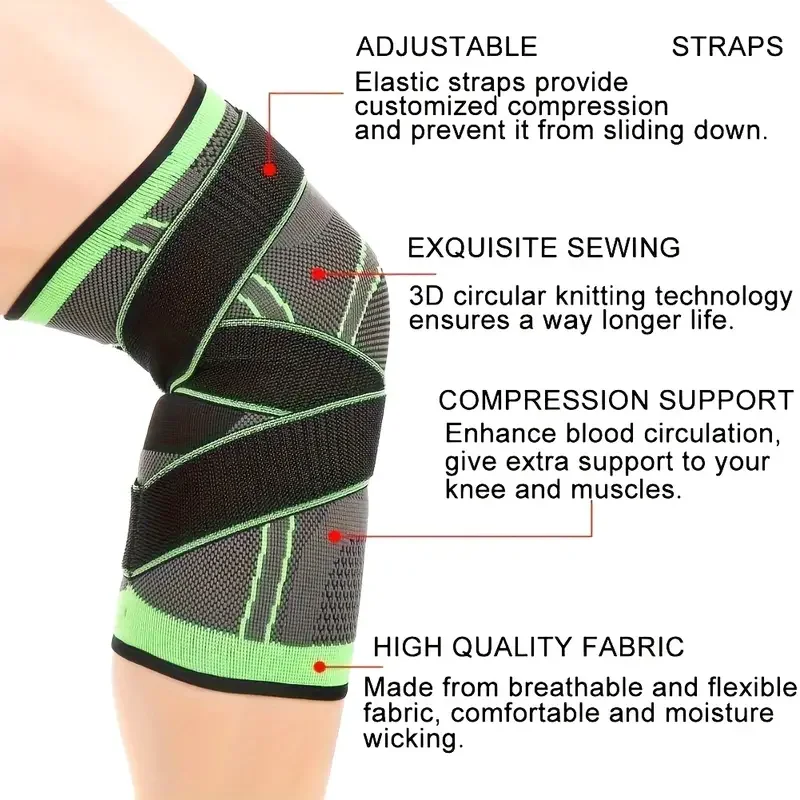 Knee pads 1PC sports pressurized elastic for running hiking meniscus tear arthritis joint pain relief
