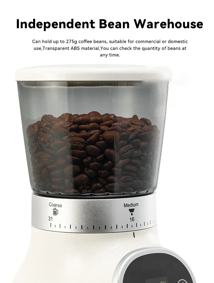 Coffee Bean Burr Mill Grinder, Electric and Automatic Conical Burr Coffee Grinder With 30 Adjustable Grind Settings For 2-12 Cup 6