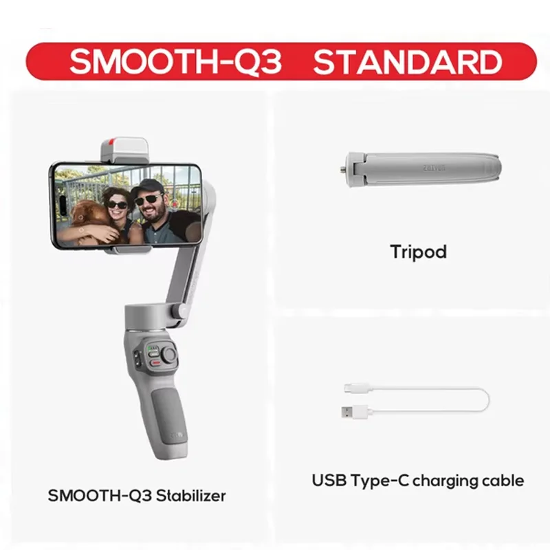 ZHIYUN SMOOTH Q3 Gimbal Akıllı Telefon 3 Eksenli Telefon Gimbal'ı Taşınabilir Sabitleyici iPhone 14 pro max/Xiaomi/Huawei için