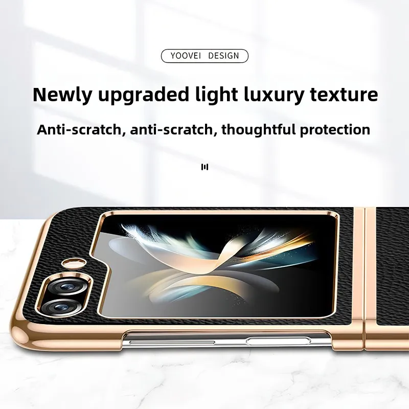 Elegant Gold and Silver Electroplated PU Leather Phone Case - Premium Flip Protective Cover