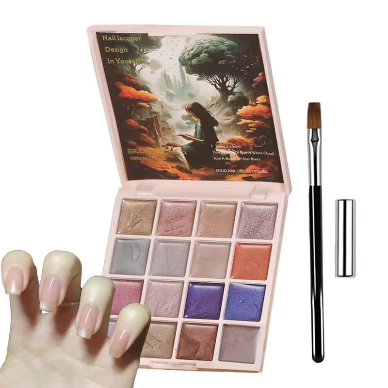 16 Colors Solid Gel Nail Polish Palette CatEye Gel Nail Palette Magnetic Painting Design For Women Art Home