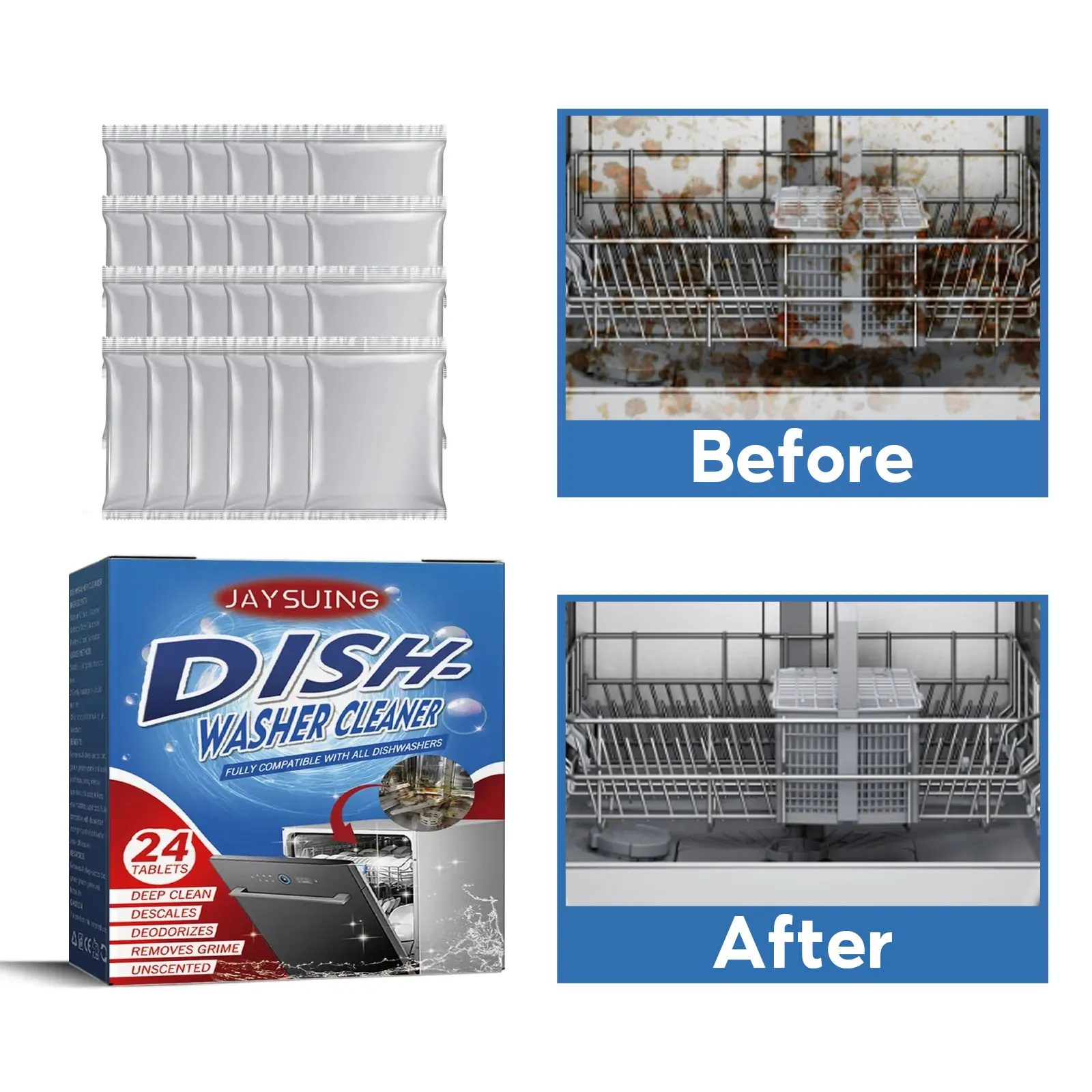 Dishwasher Cleaner Tablet Grease Odor Removal Descaling Detergent Deep Cleaning Decontamination Deodorizer Kitchen Cleaning Tool dishwasher cleaner