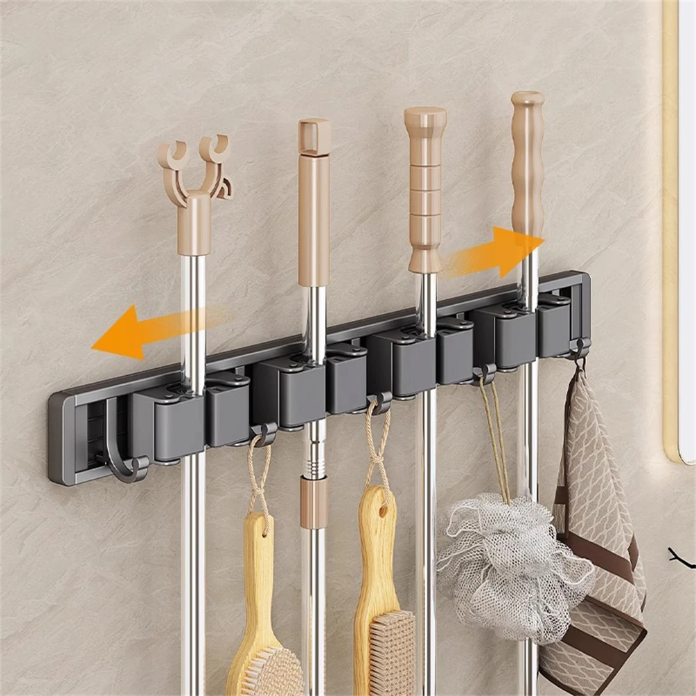 Toilet Kitchen Storage Rack Mop Clip Rack Broom Hook Buckle Home Accessories storage rack storage shelf mop holder