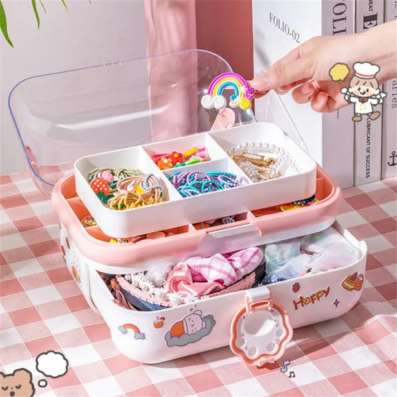 

Head Jewelry Box Multicolor Fun Stickers Rounded Edges Layered Storage Convenient Lock Household Products Baby Jewelry Box