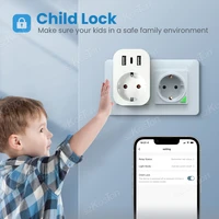 Tuya Wifi สมาร์ทซ็อกเก็ต 16A EU ปลั๊ก Type C พอร์ตชาร์จเครื่องใช้ในบ้านอัจฉริยะซ็อกเก็ตอะแดปเตอร์ขยายทํางานร่วมกับ Alexa Google 4