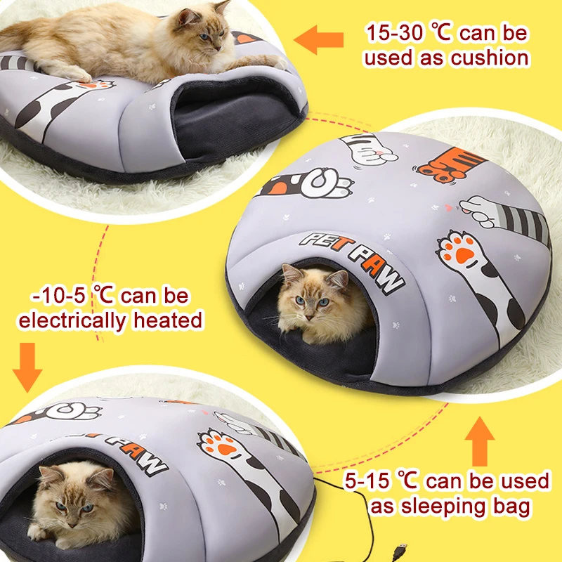 Heating Cat Bed Blanket 3 Gears Timer Pet Electric Bed Mat Winter Warm Pad  House Washable Flannel Puppy Dog Bed Cat Accessories