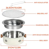 Mini Charcoal Barbecue Grill for Home Outdoor Camping Beach Picnic BBQ Grill Barbecue Stove, Multifunctional Charcoal BBQ Stove 2