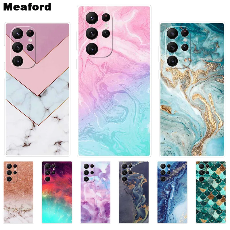 Per Samsung S23 Ultra S 23 5G Custodia Marble Clear Tpu Soft Printing Tpu Funda Per Galaxy S23 Plus S23 + Cover S23Ultra 2023