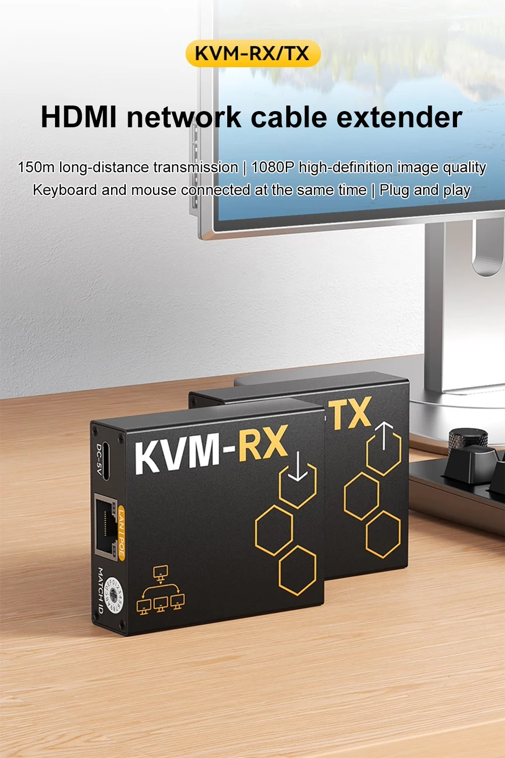 Link Pi KVM-TX/RX HDMI Network Cable Extender Audio Video To RJ45 Network Port K