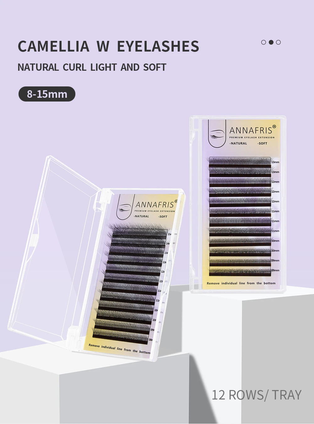 ANNAFRIS Camellia Volumen-Wimpernverlängerung 4D 5D W flauschige weiche natürliche vorgefertigte Fächerwimpern L Curl W-förmige Wimpern – Detail 1
