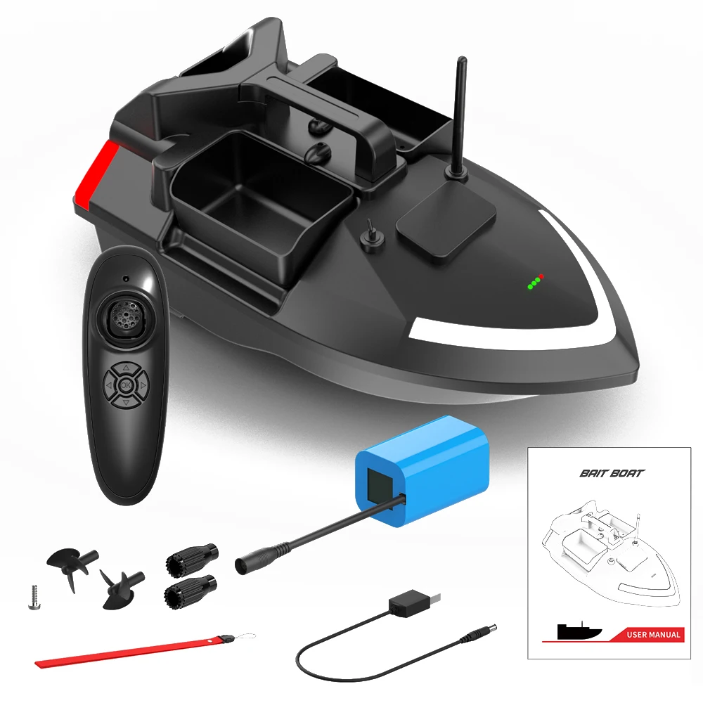 

Fishing Bait Boat 500m Remote Control Dual Motor Fish Finder 2KG Loading Support Automatic Route Correction Night Light Signal