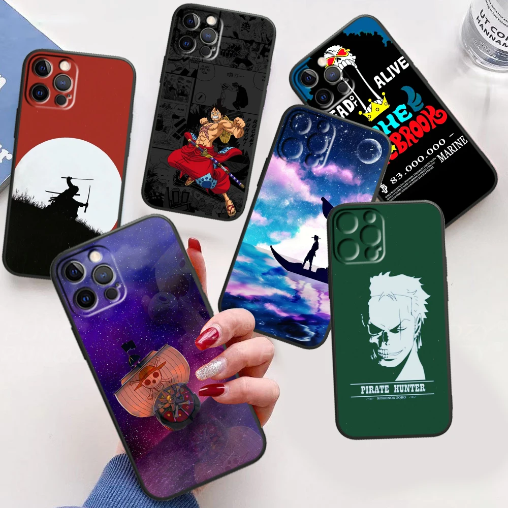 

Cartoon O-One P-Piece Hot For iPhone 15 14 13 12 11 XS XR X 8 7 SE Ultra Pro Max Plus Mini Black Phone Case