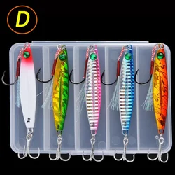 Enhanced Metal Jig Fishing Lure Set for Bass and Trout - 5 - Piece, 7g - 40g, Trolling Hard Baits for Saltwater Fishing (D)