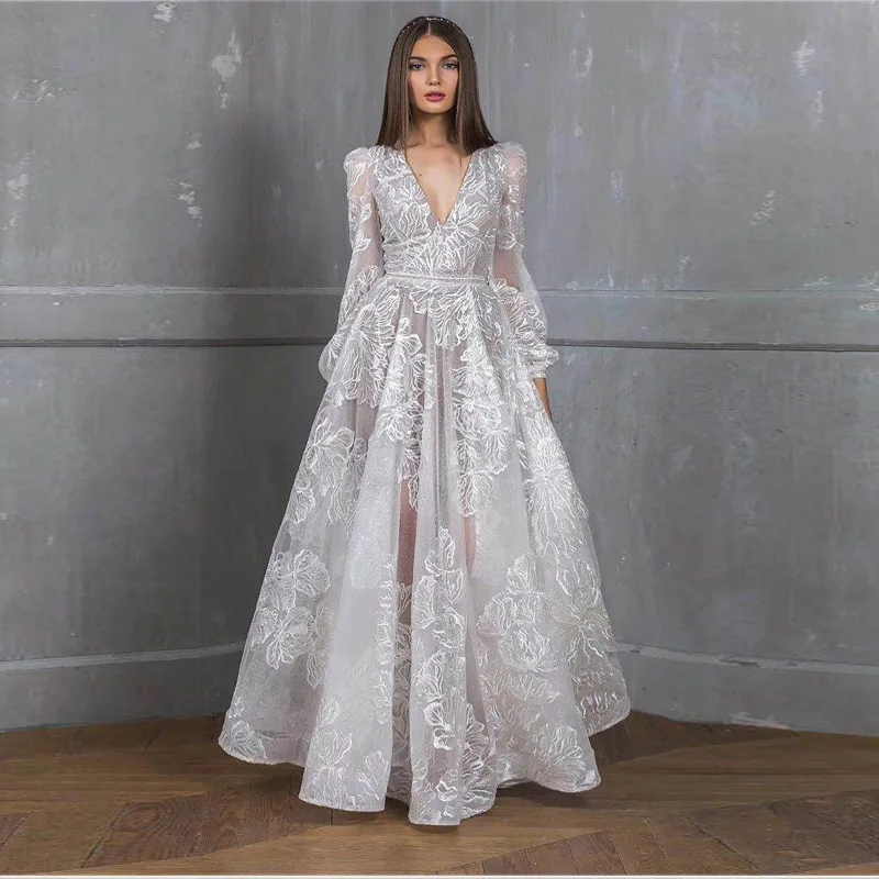 

2023 New European American Women's Clothing Beaded Dress Lace Embroidery Wedding Party Dress Female Banquet Skirt