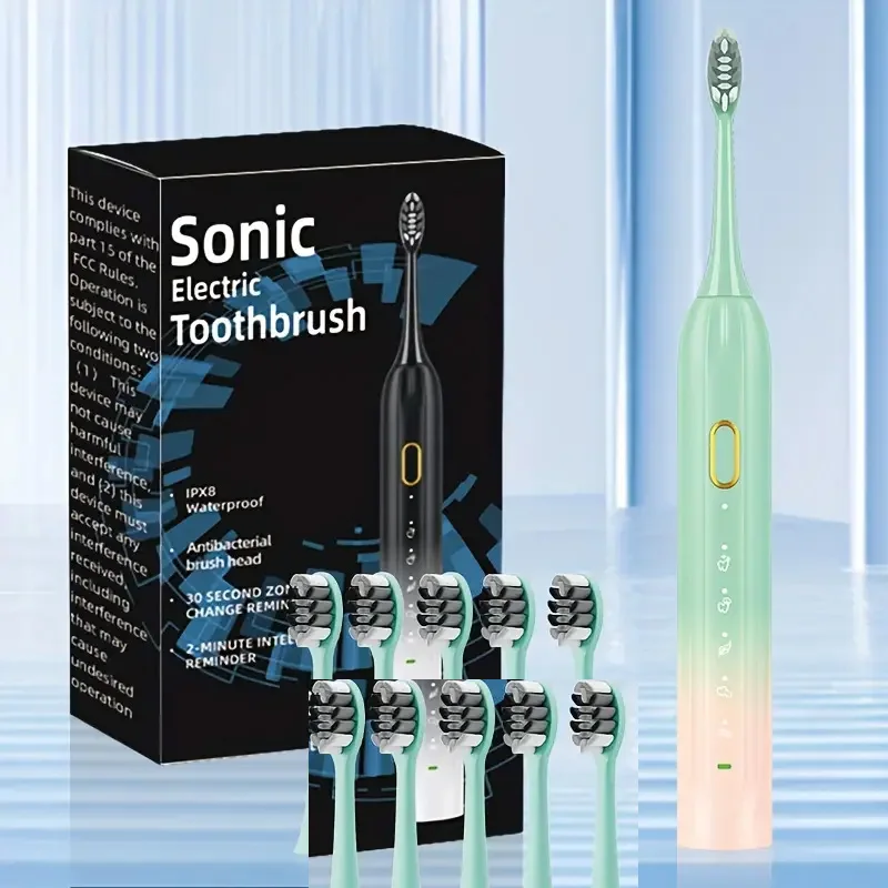 Electric toothbrush Rotary Cleaning Waterproof Rechargeable 10 Head