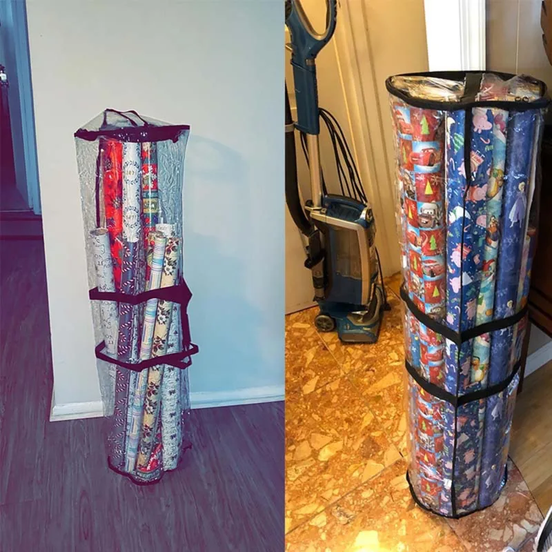 Description Picture 5 of itemChristmas Wrapping Paper Storage Bag Durable Underbed Xmas Gift Wrap Organiser Easy Carry Handles Clear Waterproof PVC Bag