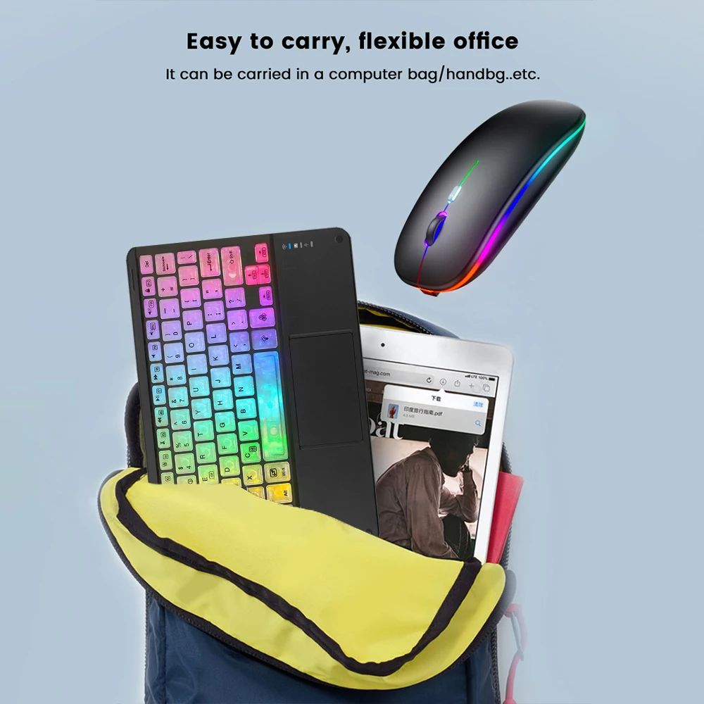 Wireless Keyboard Wireless Keyboard Mouse Tablet Keyboard Ipad Keyboard Tablet Keyboard Case Wireless Backlight Keyboard And Mouse With Touchpad For Apple Huawei Samsung Xiaomi Rechargeable Ultra-Thin Tablet Teclado