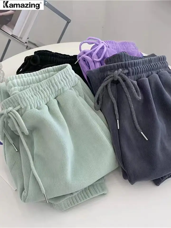 Pantalon Jogging Femme - Pantalons De Survêtement Femme Antalon De Sport En Coton Pantalon Fluide Oversized Couleur Unie Stretch Bas Survetement Large Taille Élastique Pour Running Fitness