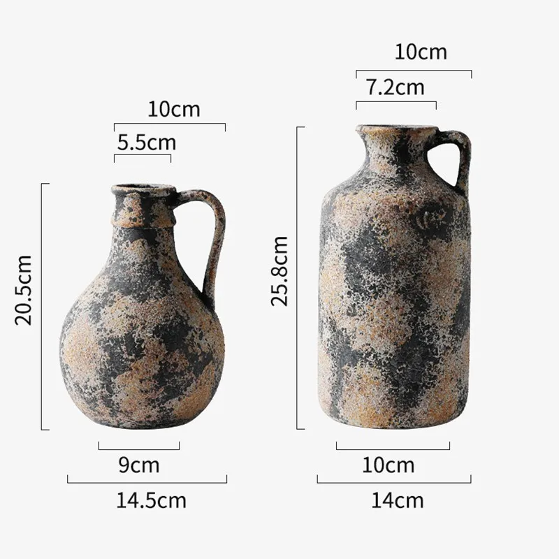 CAPIRON Earthenware Vase for Dried Flower Pampas Grass Nordic Wabi Sabi Retro Home Aesthetics Bookshelf Wall Shelf Decoration 5