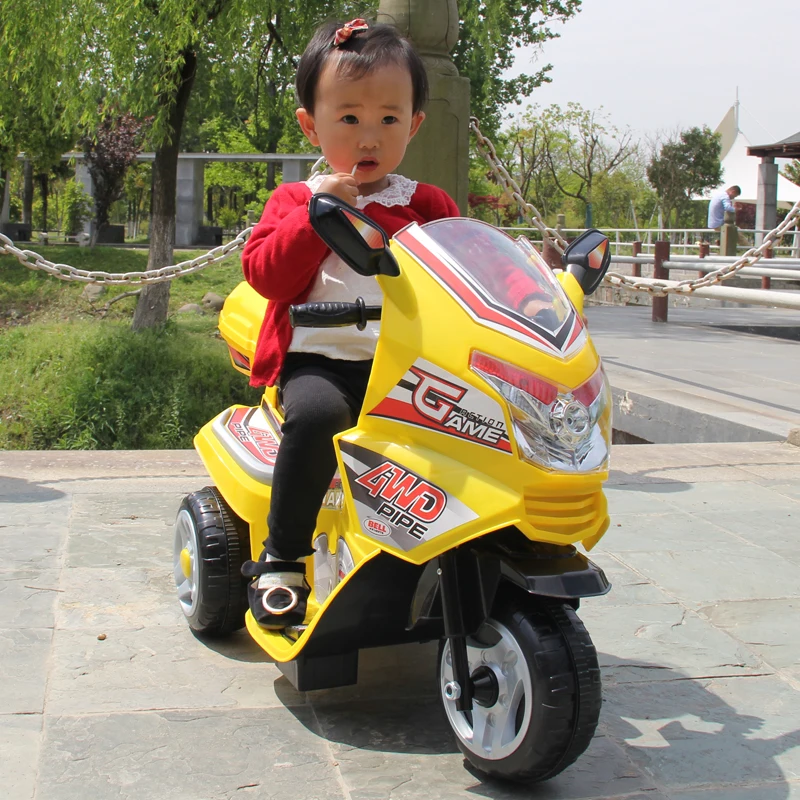 Children's electric three-wheeled motorcycle can sit baby toy car rechargeable stroller 1-3 years old