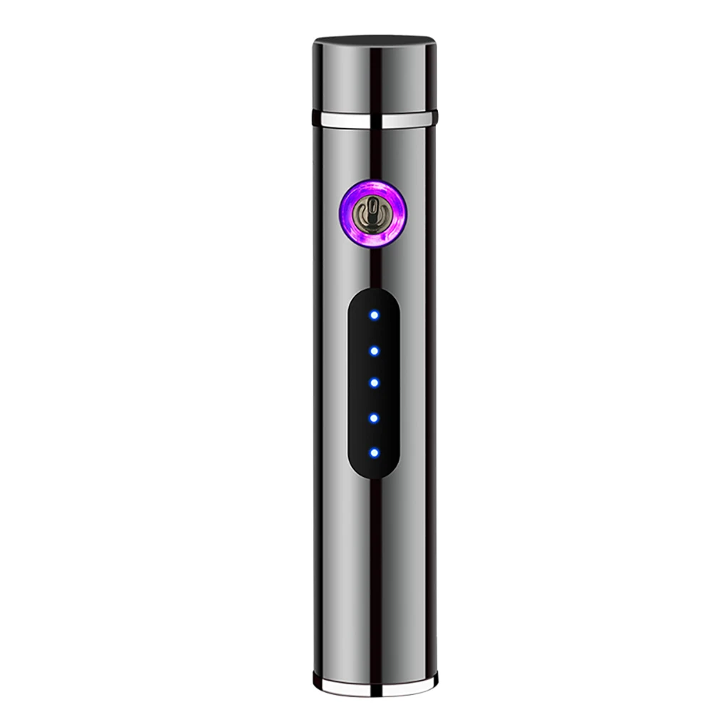 Ultra-thin Slender Lightning Electric Lighters Smoking Windproof Dual Arc Plasma Rechargeable USB Touch Lighter Smoke Accesoires