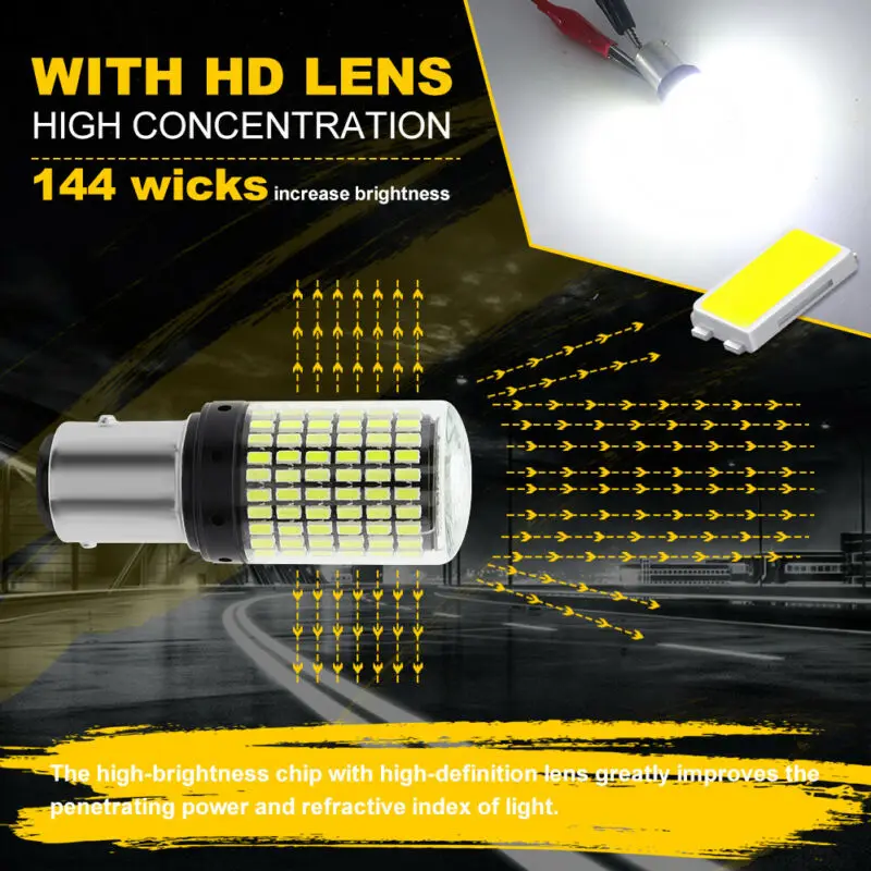 

2 * Белый 1157 BAY15D светодиодный Canbus 144SMD 20W Автомобильная Тормозная лампа задний фонарь задний свет лампа заднего хода для дневного ходового сигнала