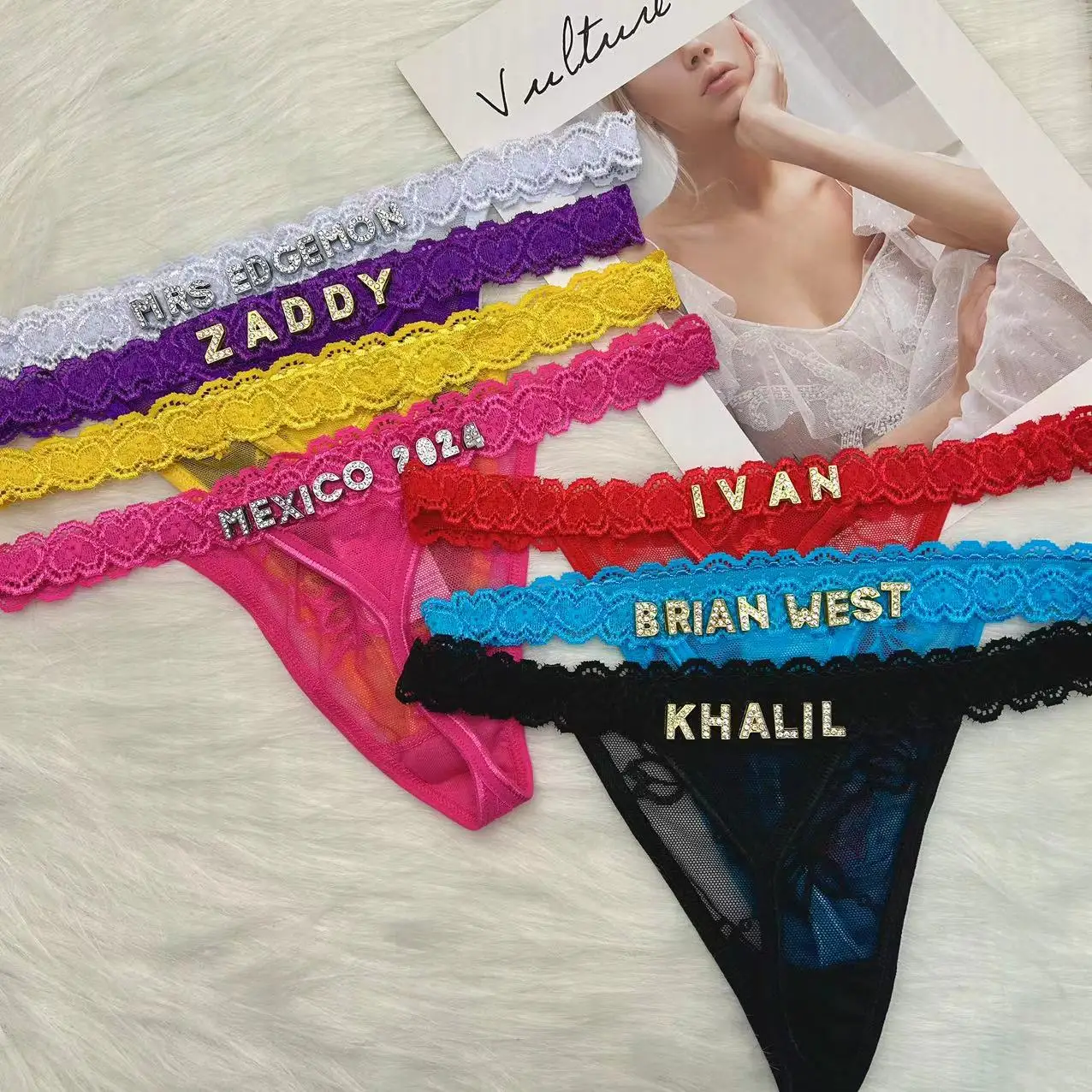 Custom Thong Panties with Name Thongs Rhinestone Letter Sexy Customized Underwear G-String Personalized Bikini Jewelry Girl Gift