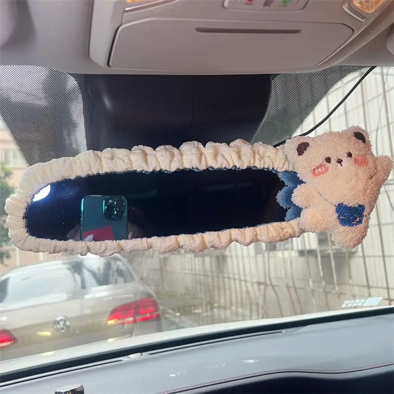 New Cute Car Rearview Mirror Set Girls Cartoon Car Decoration Universal Interior Decoration Accessories Interior Woman
