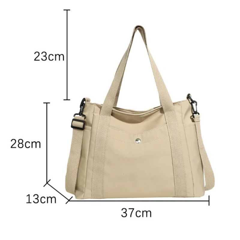 Large Capacity Nylon Crossbody Bag Casual Solid Color Messenger Shoulder Bag with Removable Strap Women's Fashion Tote Bag