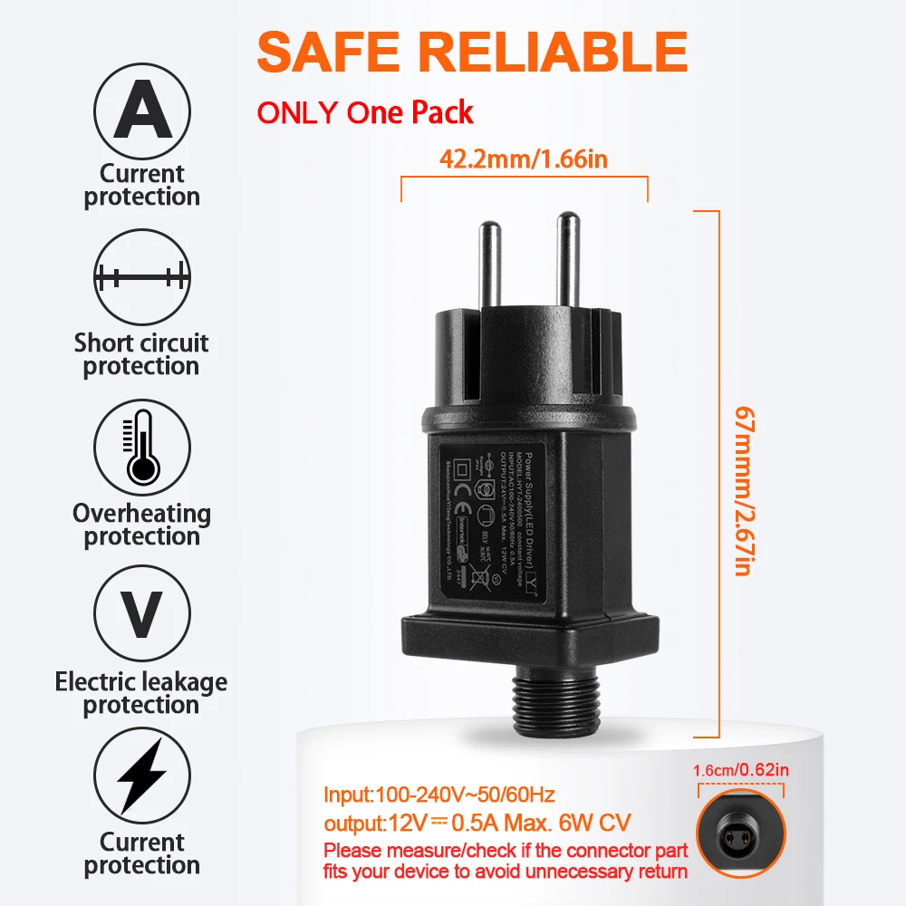 Power Adapter LED Lamp Driver 24V 12V LED Transformer Replacement Power Supply EU US for String Light Decorations LED Controller IP44 Waterproof Low Voltage