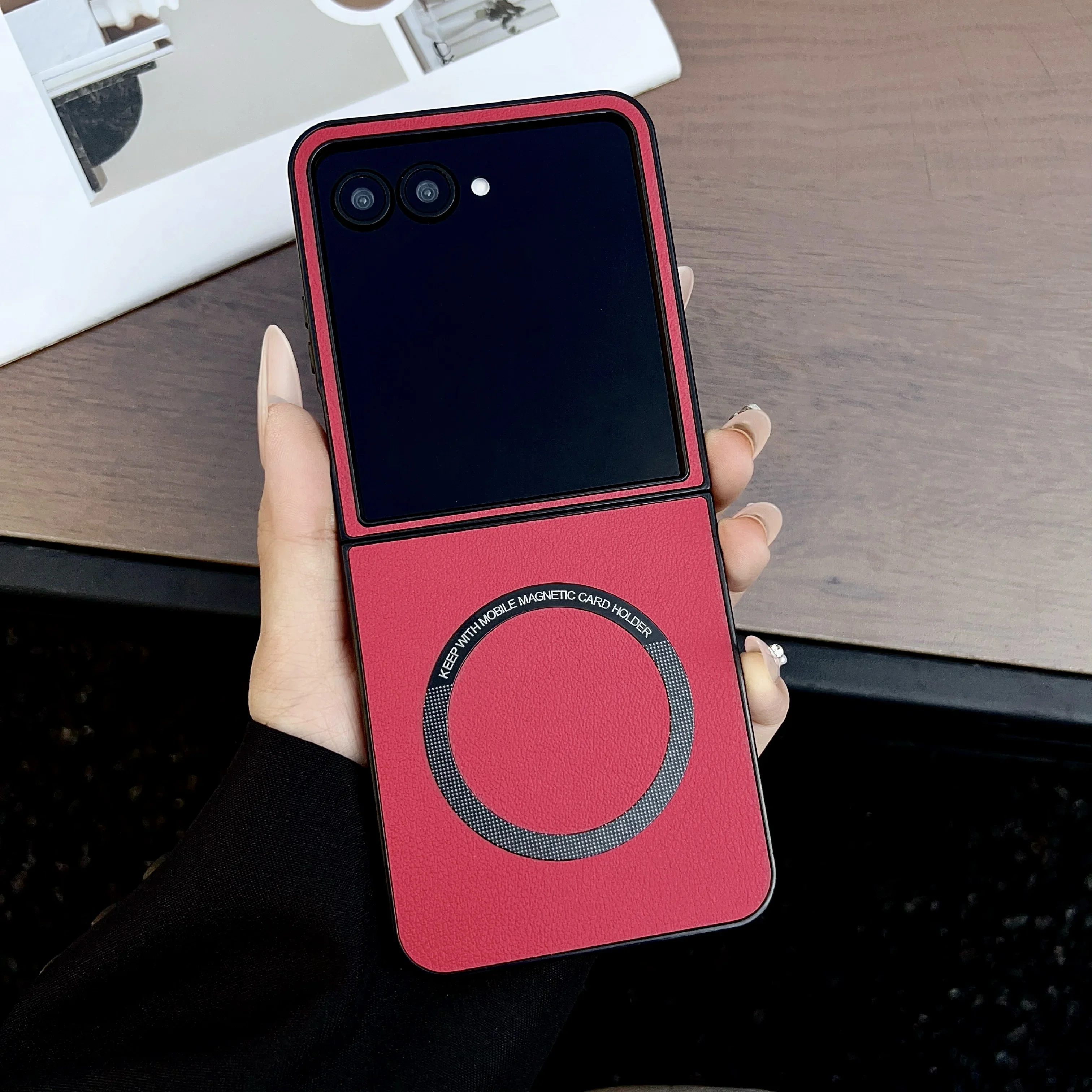 Ultra-Slim Magnetic Leather Wireless Charging Case - Shockproof and Durable Design