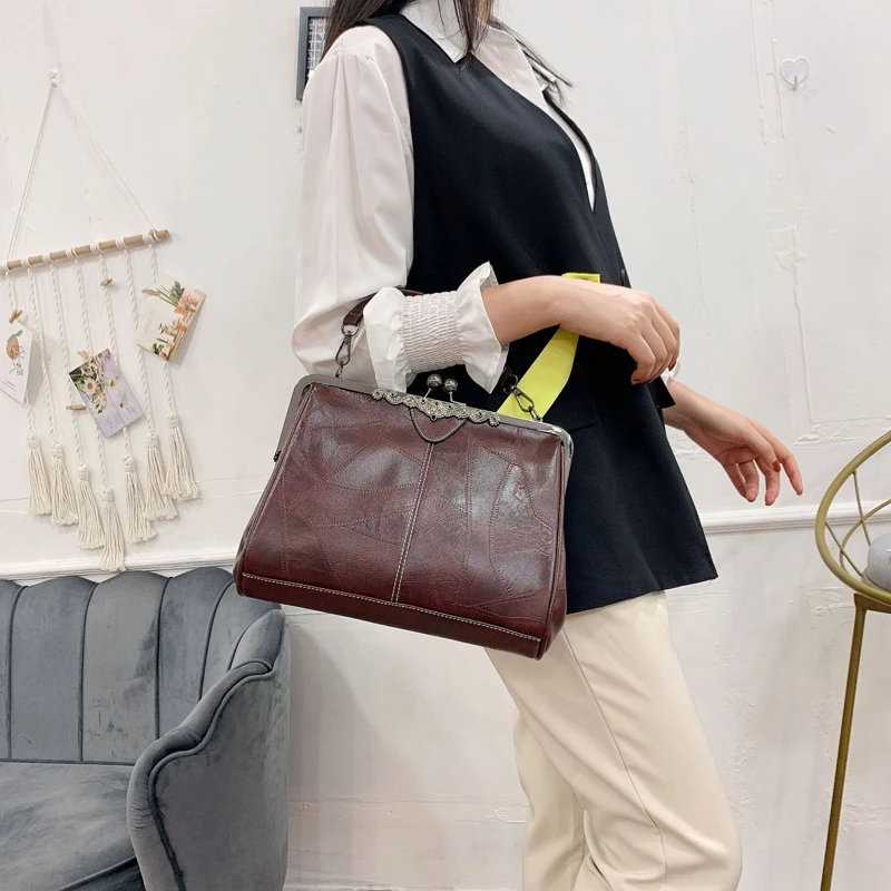 Women Handbag Vintage Shoulder Tote Bag Pu Leather