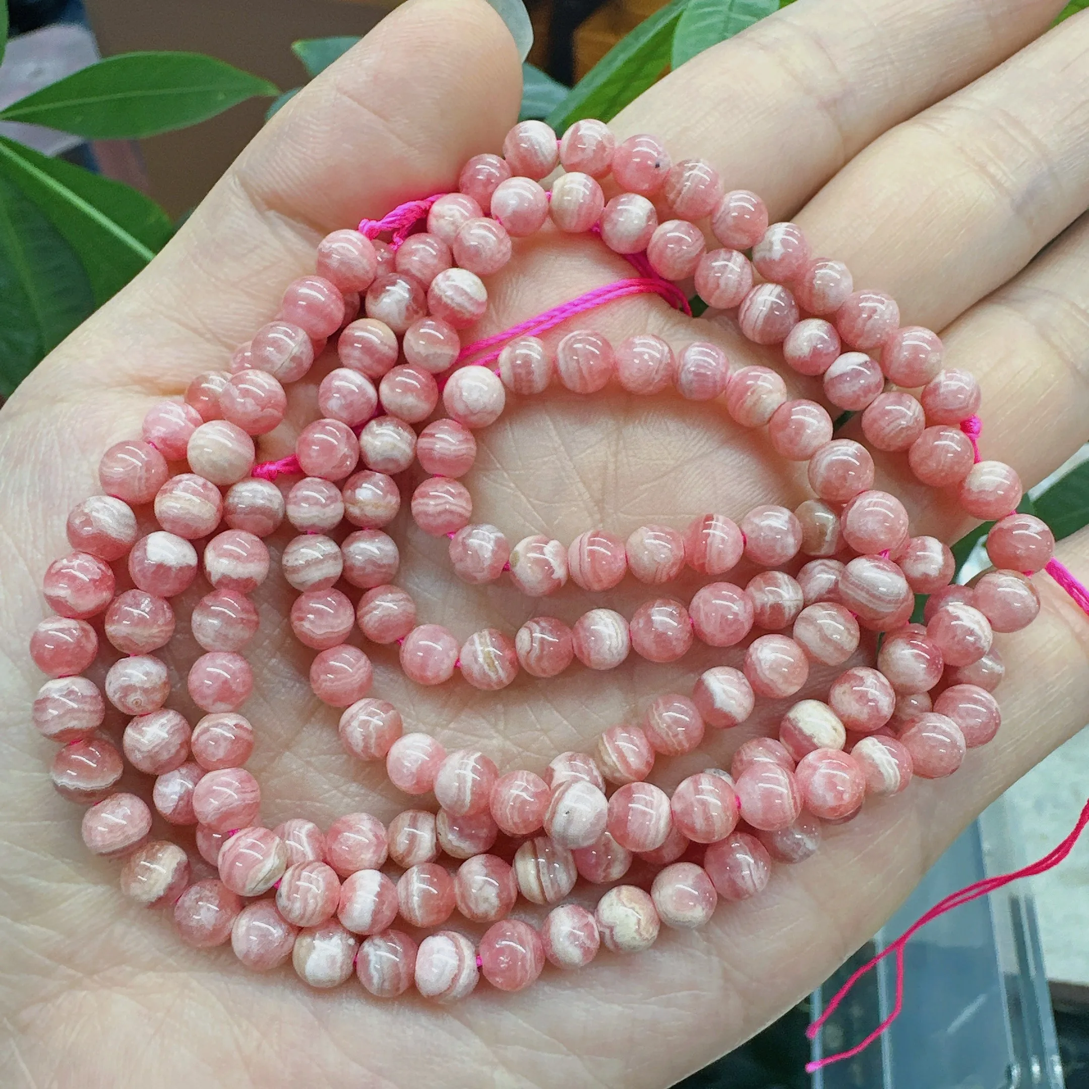 Top Grade Natural Rhodochrosite Round Bead 3/4/5/6MM Argentina Raw Ore Rhodonite Stone Noble Pink Dialogite Gems For DIY Jewelry