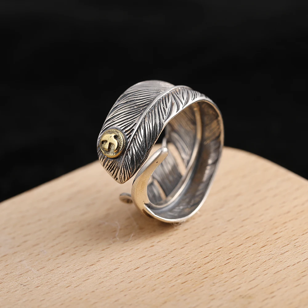 アクセサリー BIGHAND silver925 feather RING Sterling Silver Feather Ring: Adjustable Unisex Jewelry - Etsy