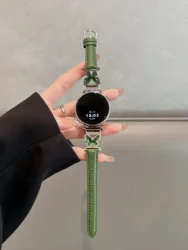 Bow Metal Strap Leather Loop Band for Smartwatch - 20mm, 18mm, 22mm Sport Bracelet Correa (Vert Foret)