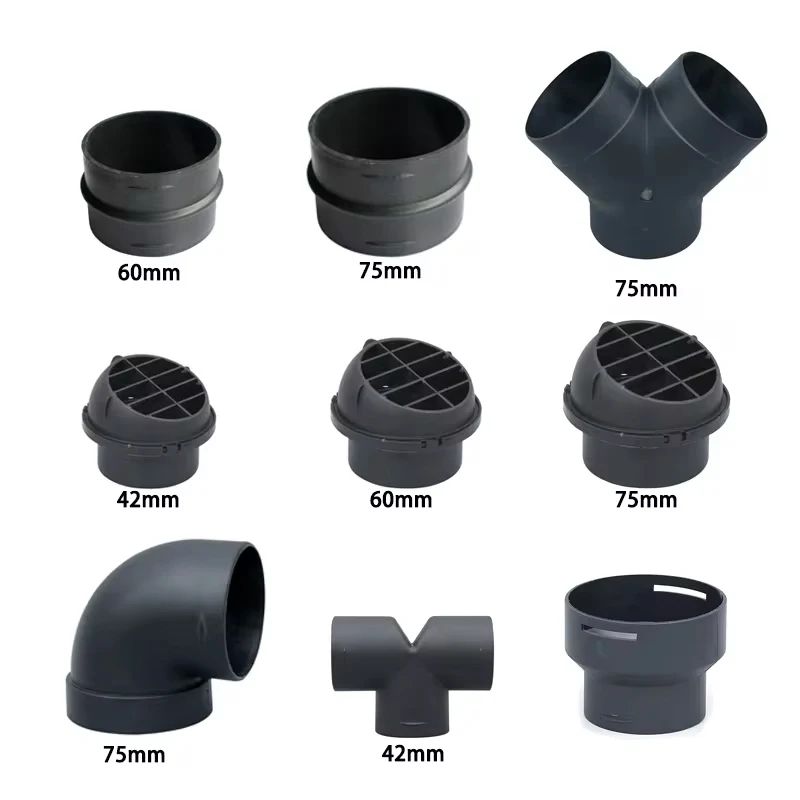 42mm/60mm/75mm Air Vent Ducting T Y L Piece Elbow Pipe Outlet Exhaust Joiner Connector For Diesel Parking Heater